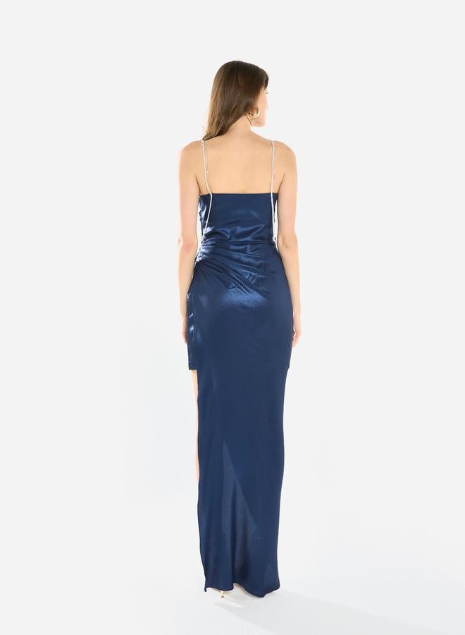 House of Moda Women Cowl Neck Crystal Strap Gown Maxi Dress - Image 4